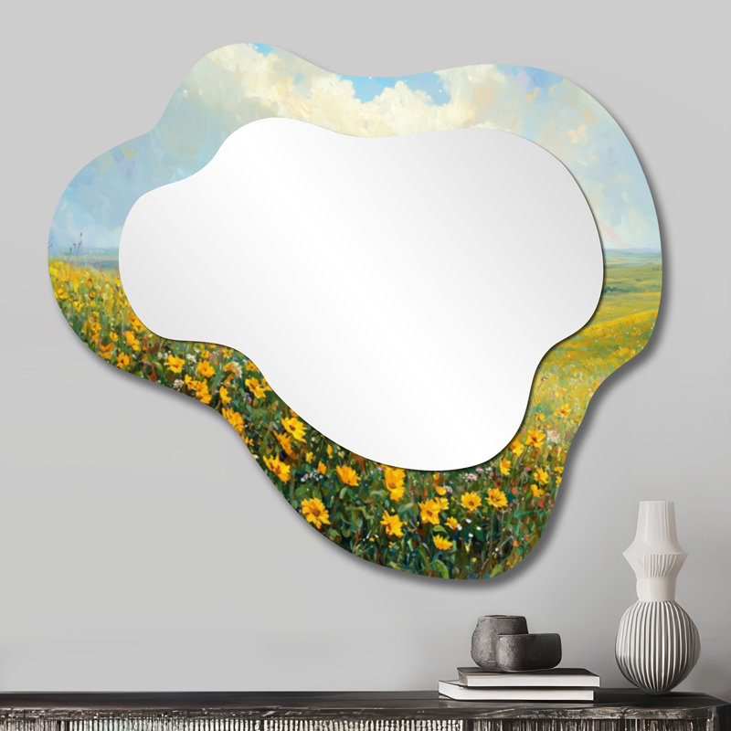 Rainbow In The Open Prairie - miroir mural asymétrique arc-en-ciel, miroir de coiffeuse traditionnel, imprimé sur métal