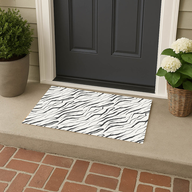 Paillasson Lush Cracks, Ivoire, gris anthracite, L 34 po x L 21 po
