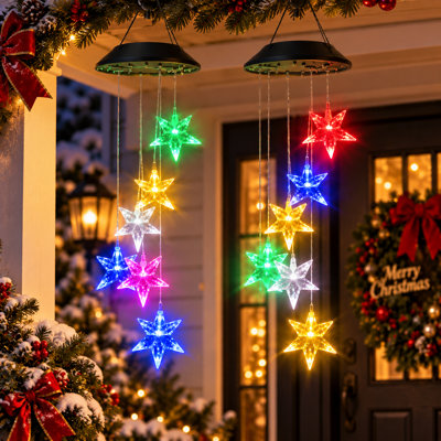 25'' Solar Star Wind Chimes Color Changing LED Outdoor Waterproof for Christmas Decor Gift for Mom Grandma