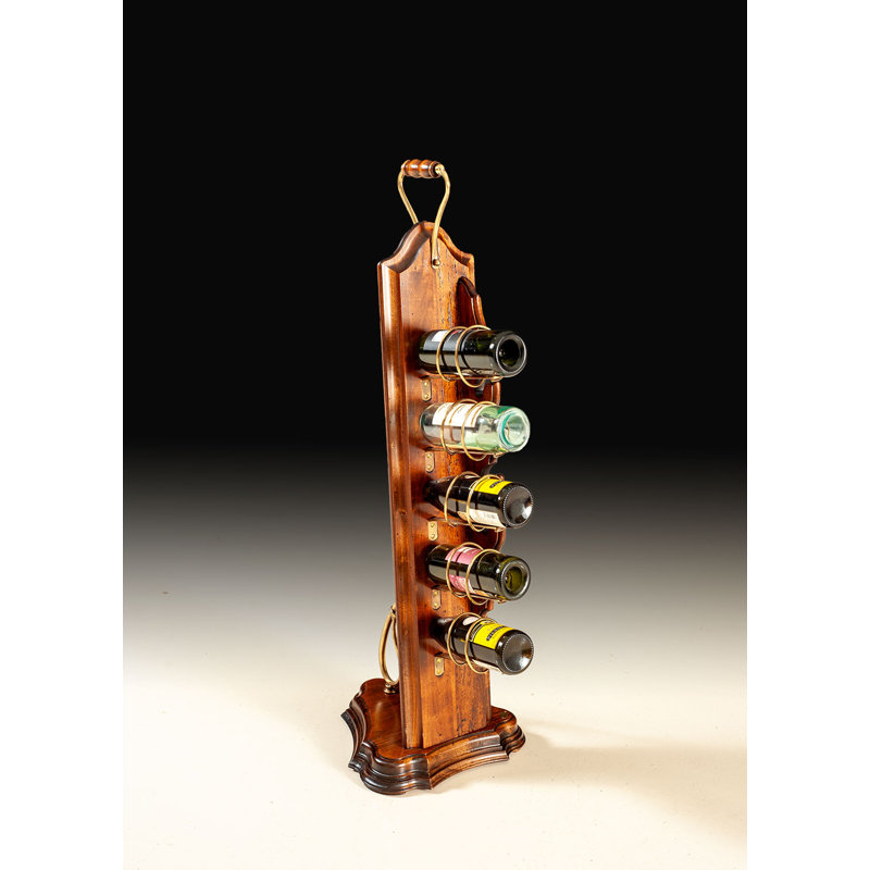 Italian Traditional Walnut Floor Wine Rack with Brass Bottle Holders