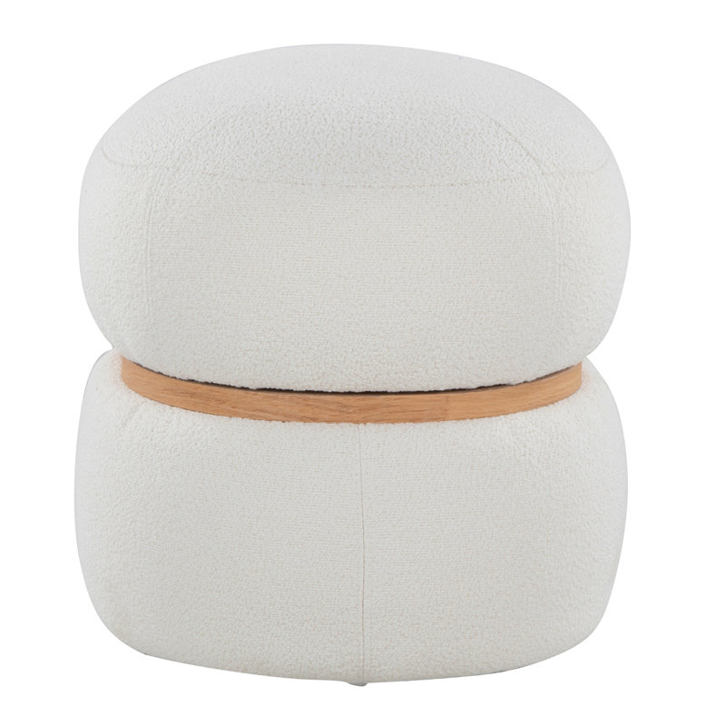 Repose-pieds Cinch en tissu et bois naturel par Lumisource, Crème, crème