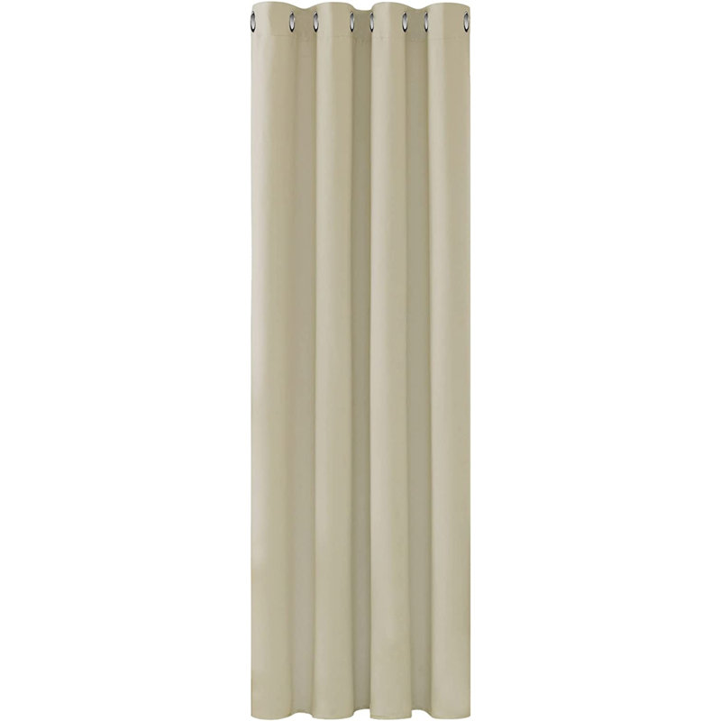 Deconovo Curtains Solidout Super Soft Thermal Insulated Eyeletout Curtains For Bedroom 1 Panel, Beige, 132 W x 242 D cm