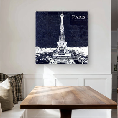 Paris Blue Print and Eiffel Tower | Bedroom Metal Decor