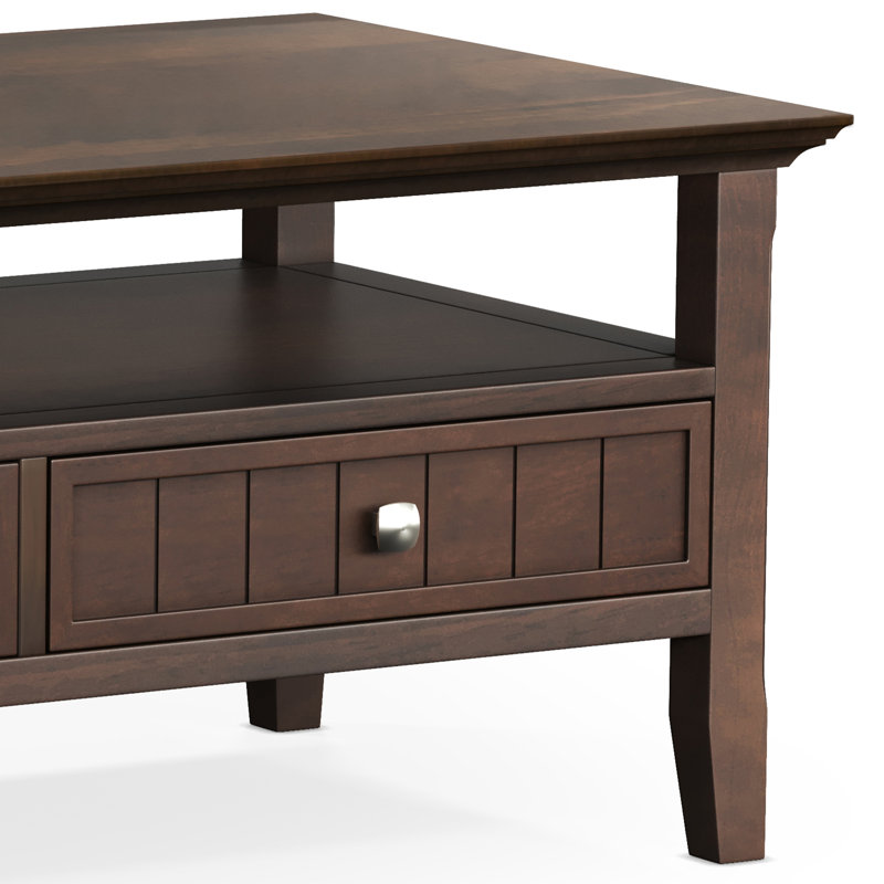 Brunette Brown Rectangular Wood Coffee Table with Storage