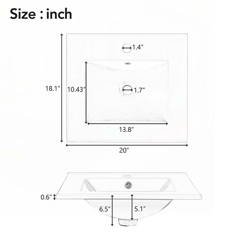 Meuble-lavabo de rangement avec lavabo en céramique, Blanc