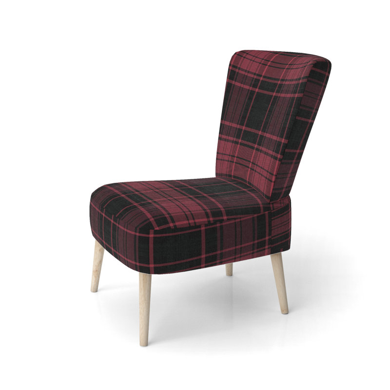 Chaise d'appoint rembourrée à motif tartan vert et orange, Rouge / Noir