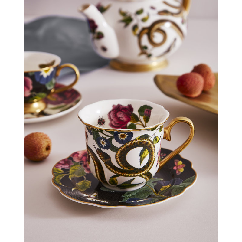 Spode Creatures Of Curiosity Tea & Sauc 8.8Oz Fl(Snake/Blk)