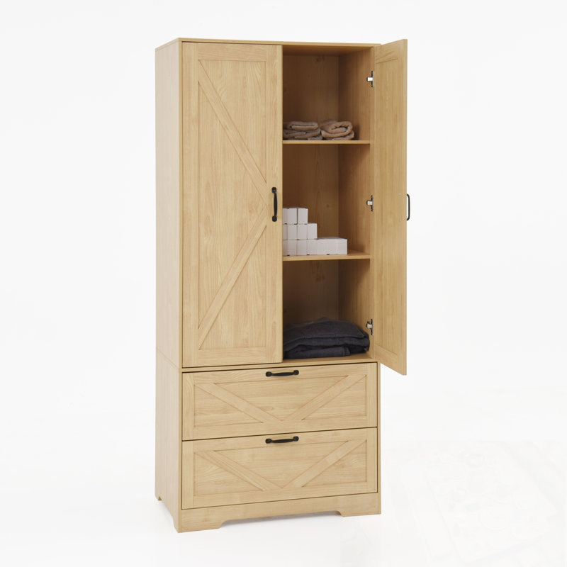 Zaphod en bois avec tringle à vêtements suspendue à l'intérieur et 2 tiroirs