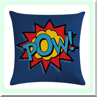 Superhero Power Quote Pillowcase - Exclamation Pattern Decorative Cushion Cover - Square Throw Pillow - Best Gift for Fans!