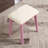 Pink Wood Makeup Vanity And Stool - Modern Style With Metal Drawer Pull Cushion Dressing Seat Contemporary Design Solid Frame-14282496