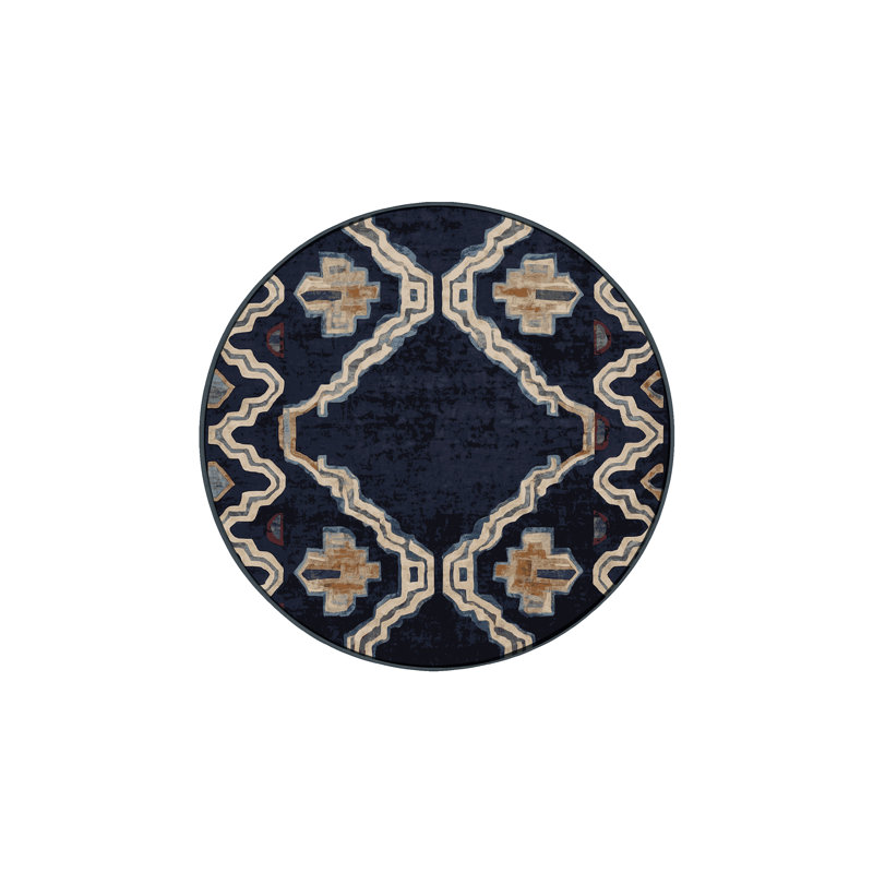 Machine Washable Gray Area Rug, Round 5'