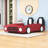 Twin-Size Race Car Platform Bed With Safety Rails And Headboard-1247222866