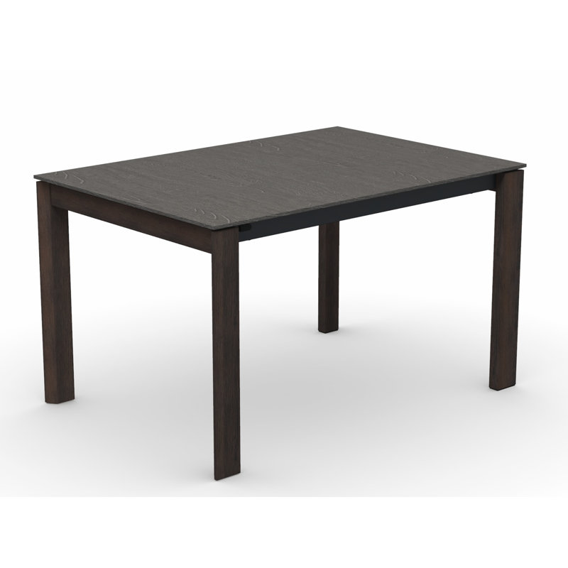 Eminence Extendable Solid Wood Dining Table, Matte Optic White, 35.5" W x 51.25" L, Beton Gray Melamine