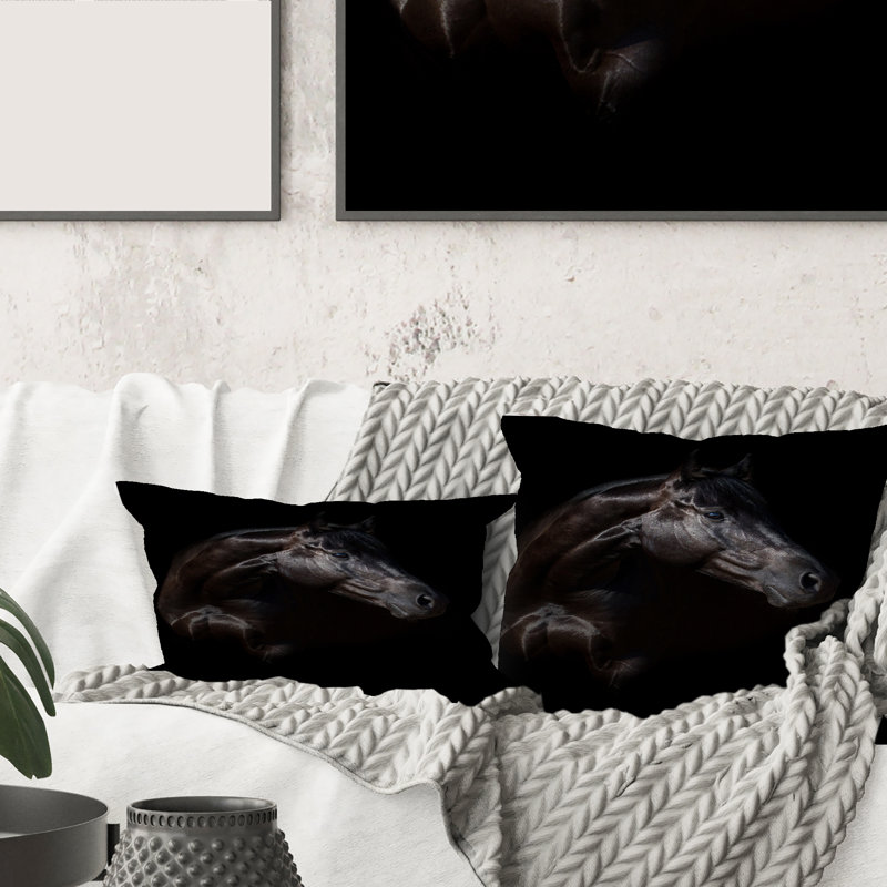 Housse de coussin rectangulaire et insert Silhouette of Horse and Girl