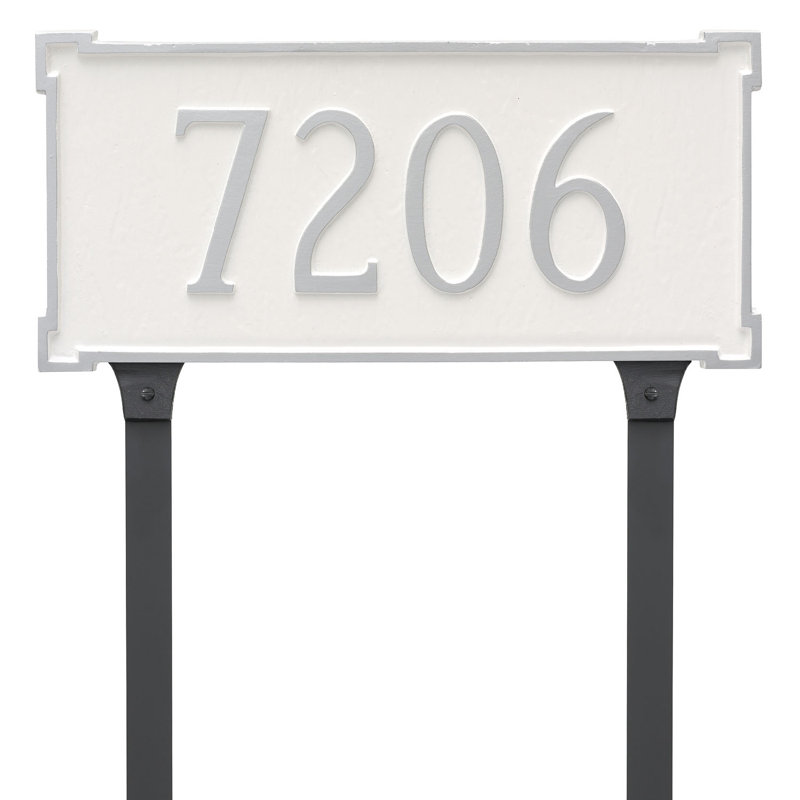 New Yorker Standard One Line Address Sign Plaque with Lawn Stakes, Yes, Black/Gold