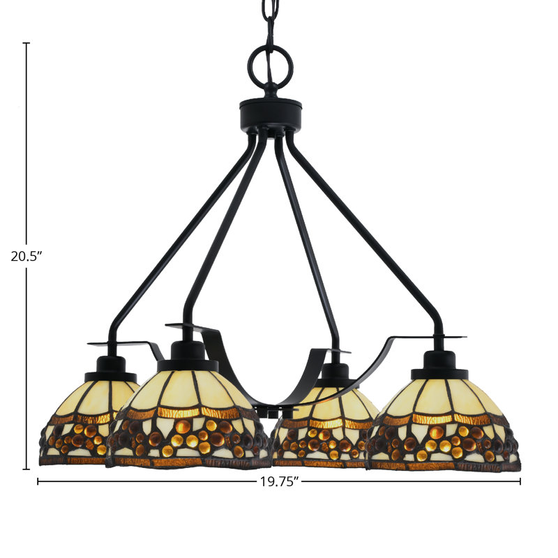 Lustre 4 lumières Odyssey Downlight présenté dans une finition noire mate avec verre 7 pi