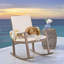 Chaise berçante de patio en bois d'acacia - conception d'inspiration côtière avec coussins amovibles?-710447994-710448004