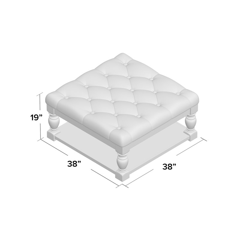 Arthuro Upholstered Ottoman, Heathered Dark Gray Linen, Natural