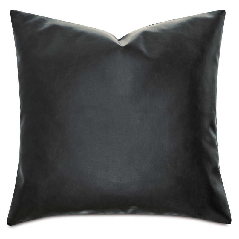 Nevin Faux Leather Throw Pillow, Ink, 20"H x 20"W
