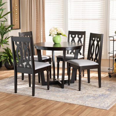 Northgate 5-Pc Dining Set in Grey Fabric and Dark Brown Finish, 38.6'' H X 17.9'' W X 19.3'' D