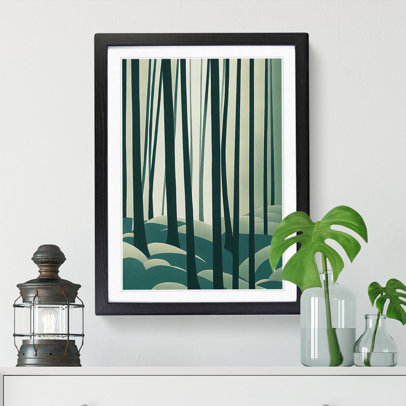 Meader Japanese Forest Design Vol.1 - Picture Frame Print, Black, 64cm H x 46cm W x 2cm D
