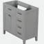 Comptoir de salle de bain 36 po sans lavabo, base d'armoire seulement, armoire de salle de bain avec tiroirs, cadre robuste et panneau de fibres à densité moyenne, gris