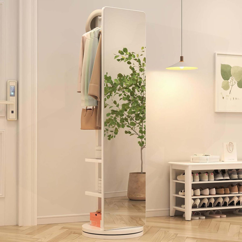 Versatile Full-Length Mirror with Integrated Hanger for Home Spaces, White, 68.8" x 19.69"