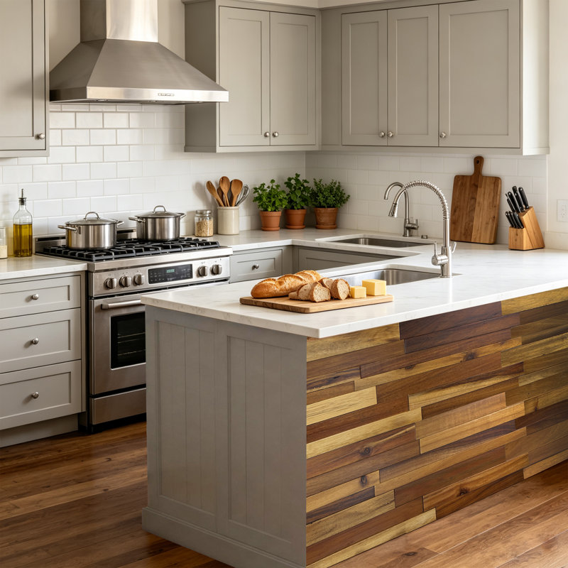 Ensemble de 8 panneaux muraux 3D en bois véritable récupéré de style rustique (10,5 pieds carrés)