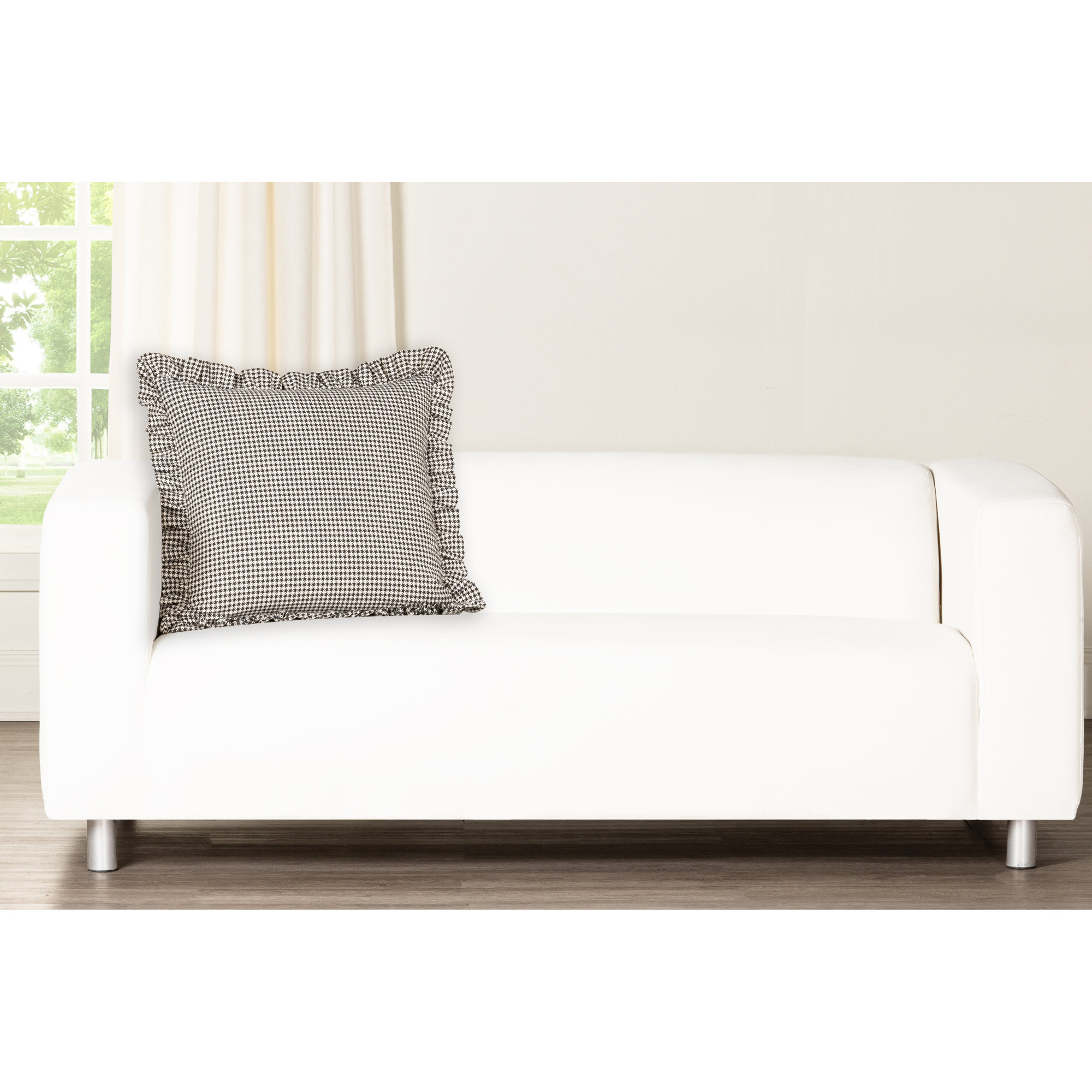 Birch Lane Sashay Ruffled Accent Pillow, Black, Feather
