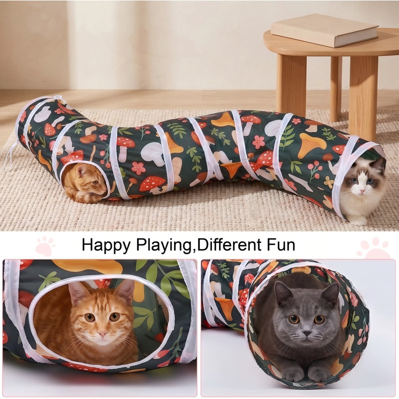 Tunnel pour chat pliable en forme de S avec jouets, pour chats d'intérieur, lapins, chiots, cochons d'Inde