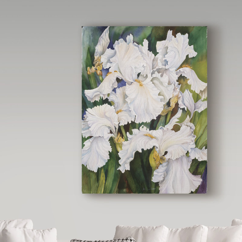 Deetra «White Iris», reproduction de peinture acrylique sur toile tendue, H 19 po x l 14 po x P 2 po