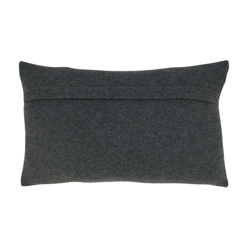 Charcoal Hair-On Leather and Felt Oblong Throw Pillow