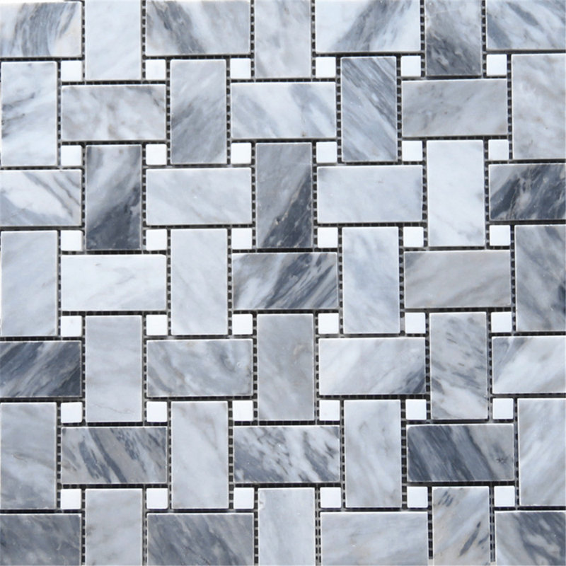 Carreau de mosaïque de mur et de plancher en marbre 12 po x 12 po Bardiglio, Gris clair