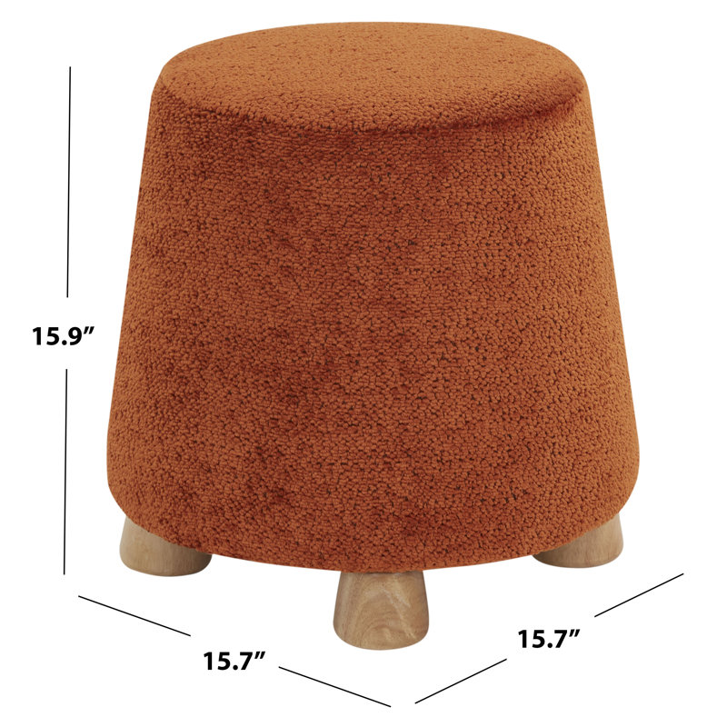 Round Chenille Ottoman, Rust