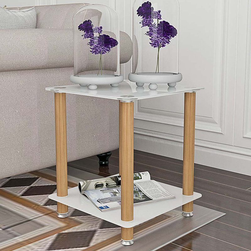 Table d'appoint 1 pièce, table de bout à 2 niveaux, table de chevet moderne, table de canapé, table d'appoint avec tablette de rangement