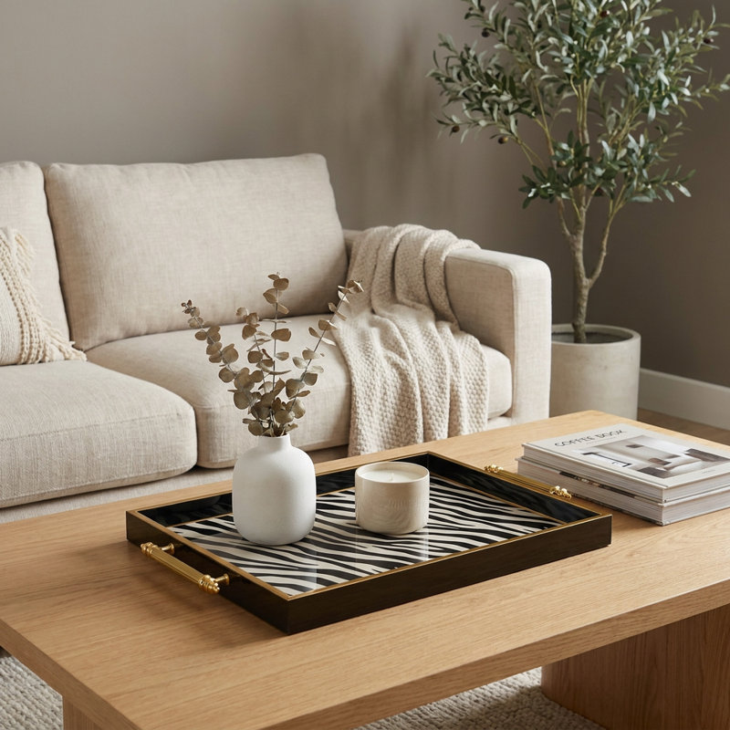 Plateau décoratif à imprimé zébré Zola