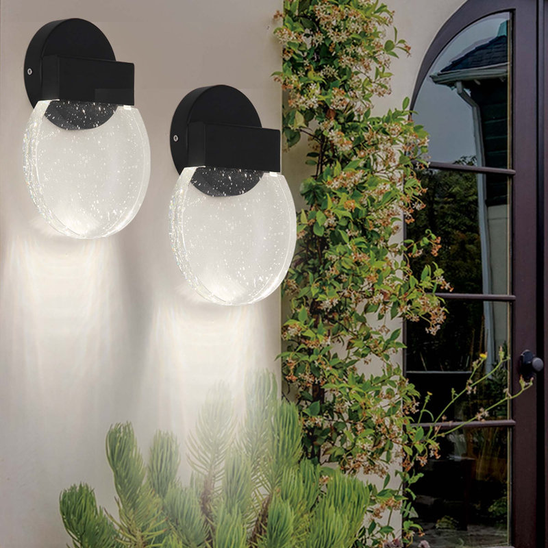 Round Acrylic Wall Sconce LED Bedroom Lamp, Black