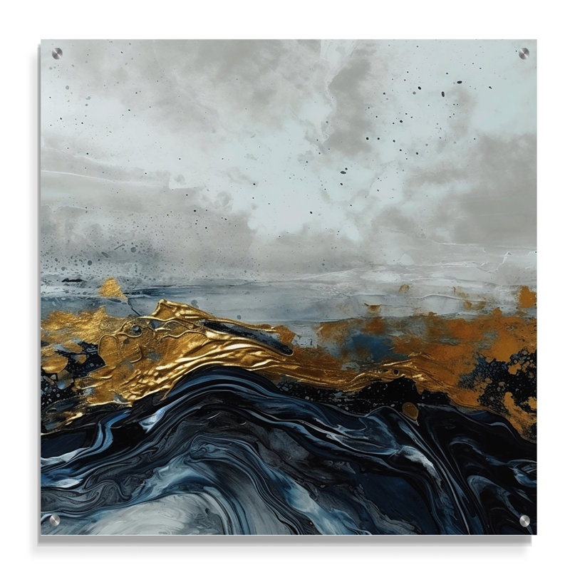 Hoskins - Marbre abstrait acrylique, art mural en verre, H 16 po x l 16 po