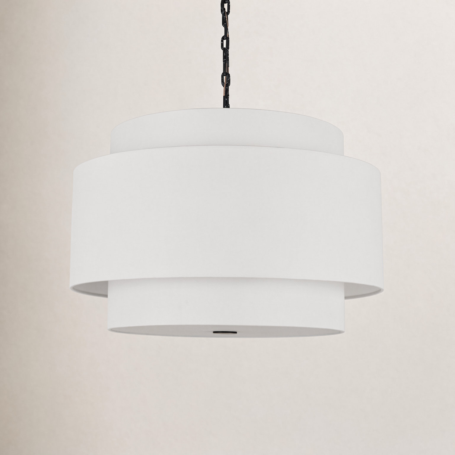 Linen Steel Dimmable Pendant, 22.75" H x 32" W x 32" D, Midnight Black, 4