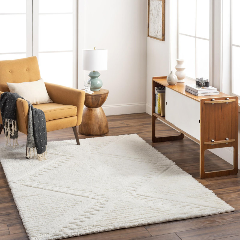Khlani Kaja Southwestern Cream Shag Area Rug, Rectangle 6'7" x 9'