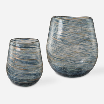 Vases en verre Hulten Swirl, ensemble de 2