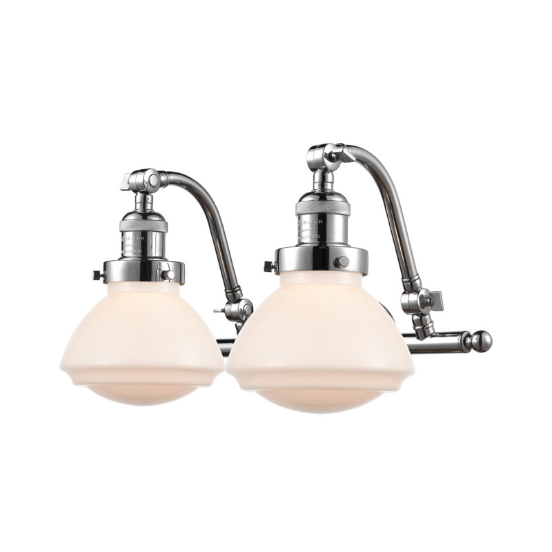Chesterville 2 - Light Dimmable Vanity Light, Polished Chrome, Matte White, 6 Watt Vinage LED Bulb