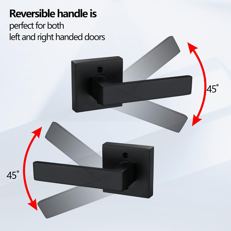 1 Pack Square Keyless Passage Door Lever Handle In Matte Black Finish