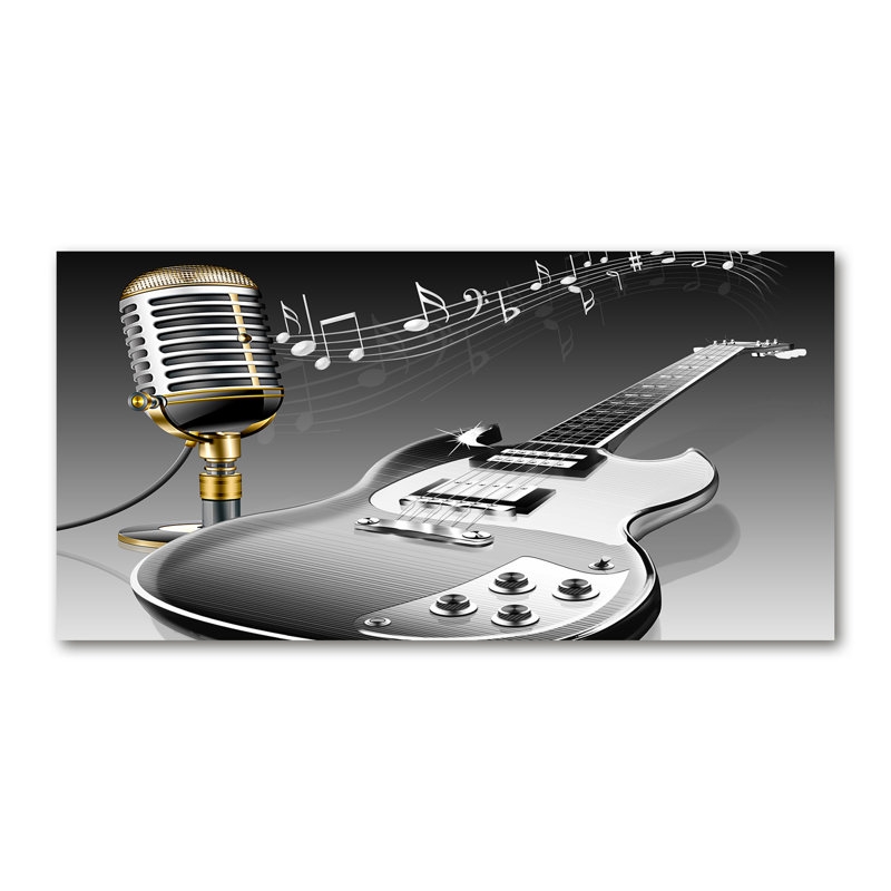 Guitar And Microphone - Wrapped Canvas Print