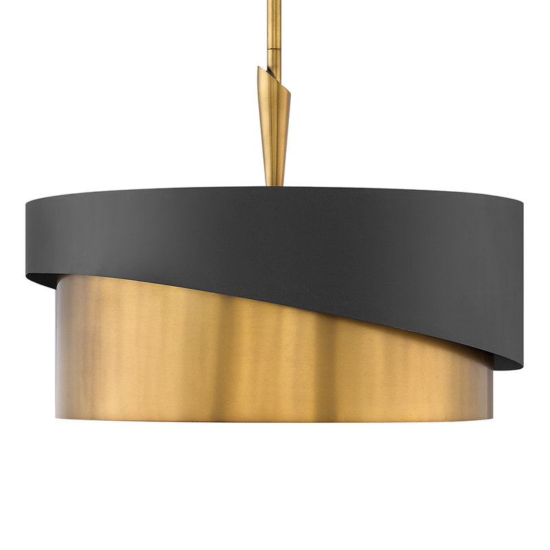 Gigi Heritage Brass & Satin Black 3-Light LED Drum Pendant
