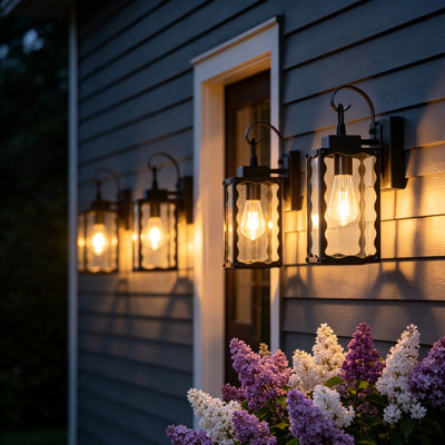 Outdoor Wall Lights 4 Pack, 18in H Matte Black Exterior Wall Lantern with Clear Glass Shade, Waterproof Outdoor Sconce, E26 Socket, ETL Listed, Front Porch Light for House, Garage, Patio, Halloween & Christmas Decor