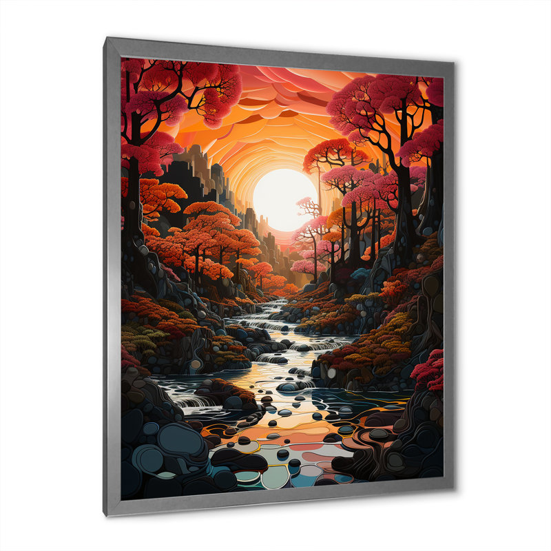 Serenity Lake Sunrise Beauty sur toile, Cadre simple argenté, H 32 po x l 24 po x P 1 po