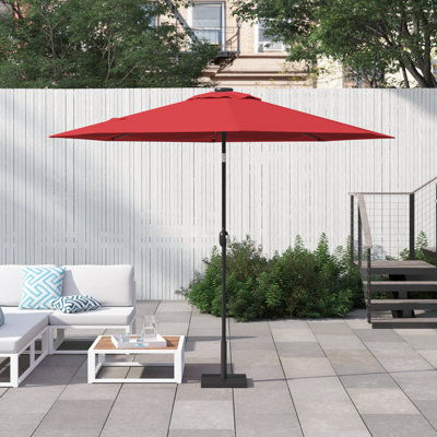 Parasol de marché 96 po avec DEL à énergie solaire Jericho - Rouge