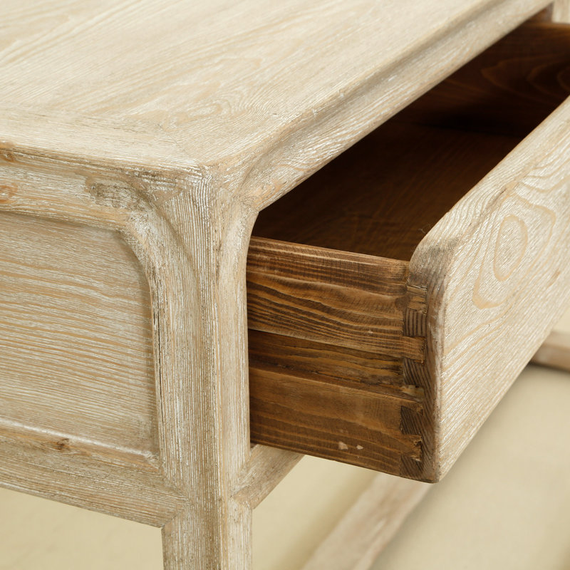 Console en bois massif 63 po Oluwatobiloba, Blanc délavé
