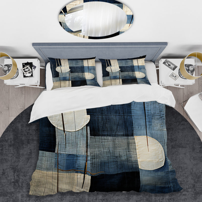 Ensemble de housse de couette Blue Azure Geometric Collages - Abstract Collages